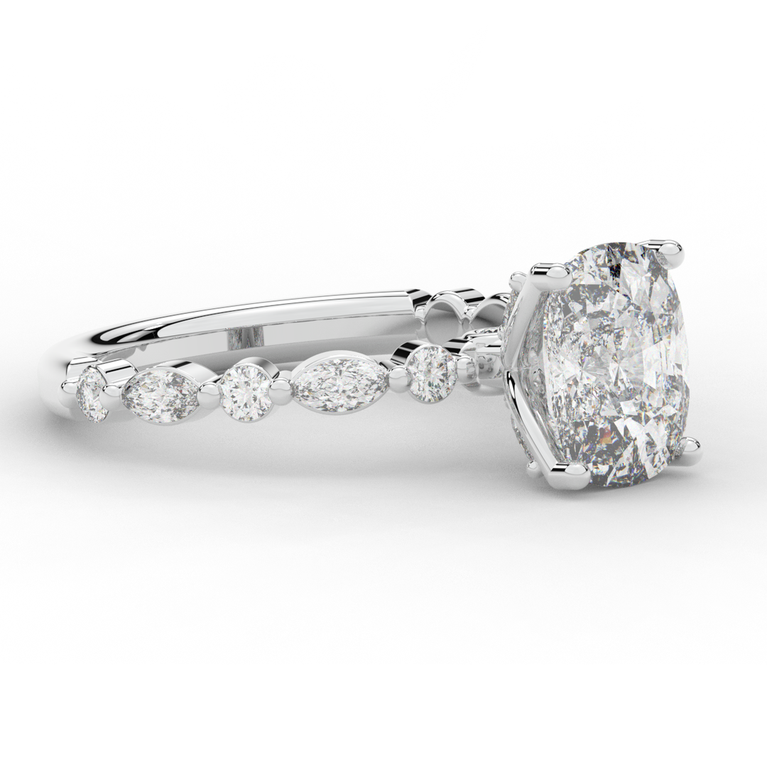 2.60CT.TW CUSHION LAB DIAMOND SOLITAIRE ENGAGEMENT RING