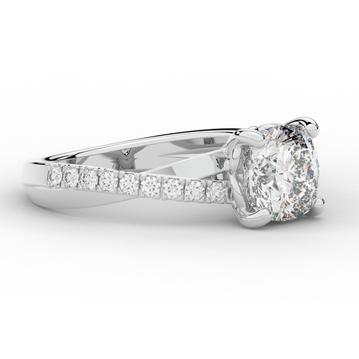 2.20CT.TW CUSHION LAB DIAMOND TWISTBAND ENGAGEMENT RING