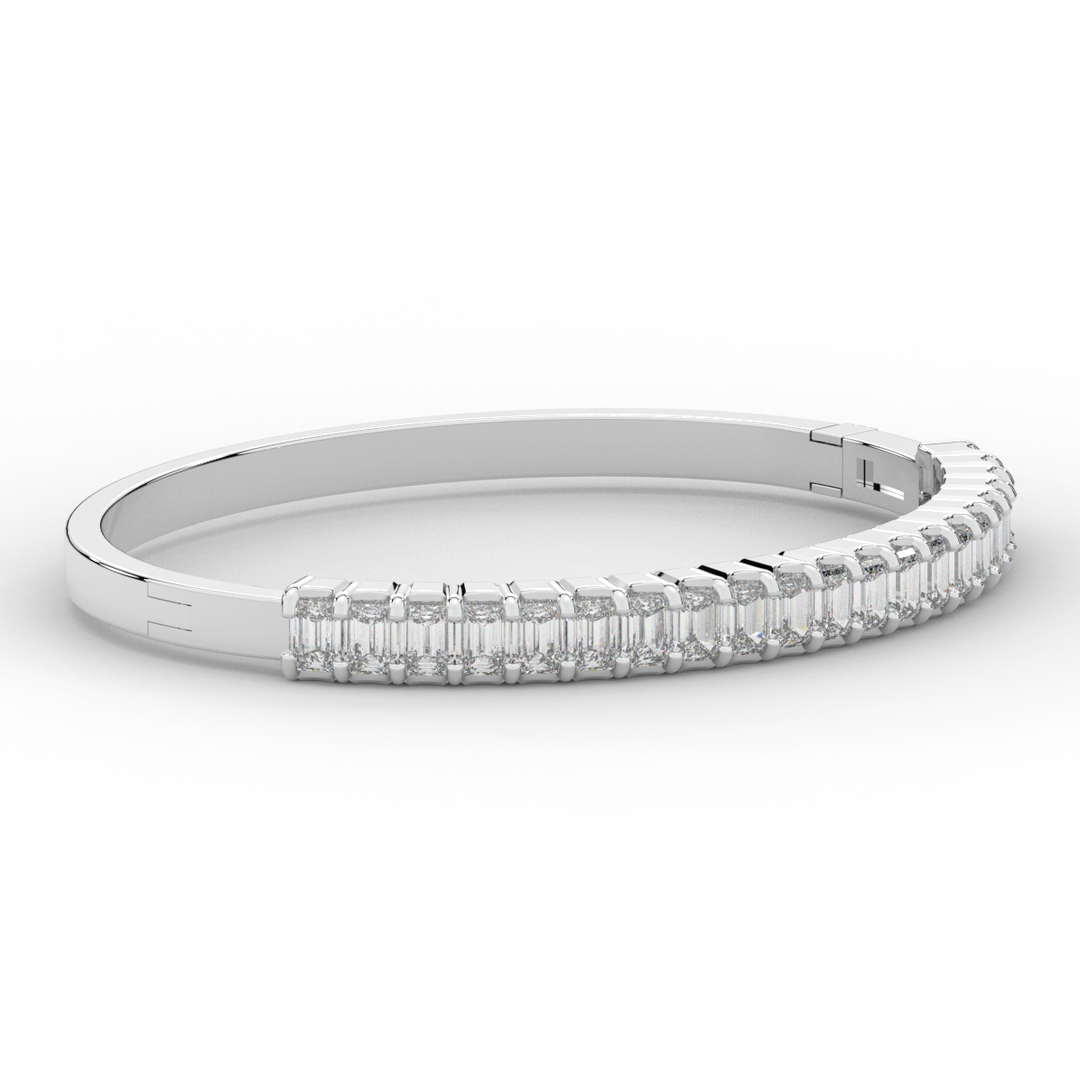 6.50CT.TW EMERALD CUT LAB DIAMOND BANGLE