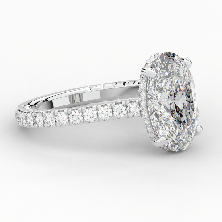 4.70CT.TW OVAL LAB DIAMOND UNDERHALO SOLITAIRE ENGAGEMENT RING