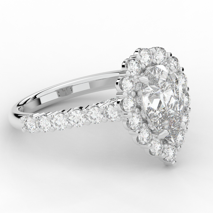 3.10CT.TW PEAR LAB DIAMOND HALO ENGAGEMENT RING