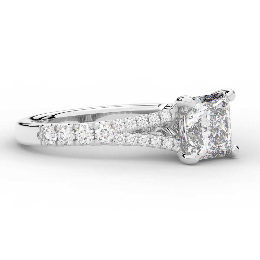 2.45CT.TW PRINCESS LAB DIAMOND ENGAGEMENT RING