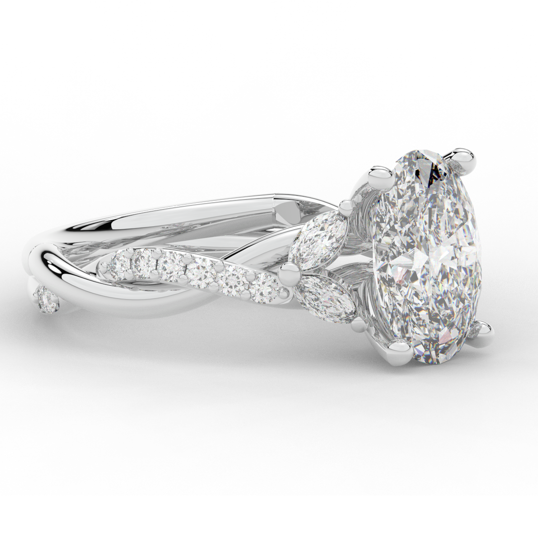 2.40CT.TW OVAL LAB DIAMOND TWIST ENGAGEMENT RING