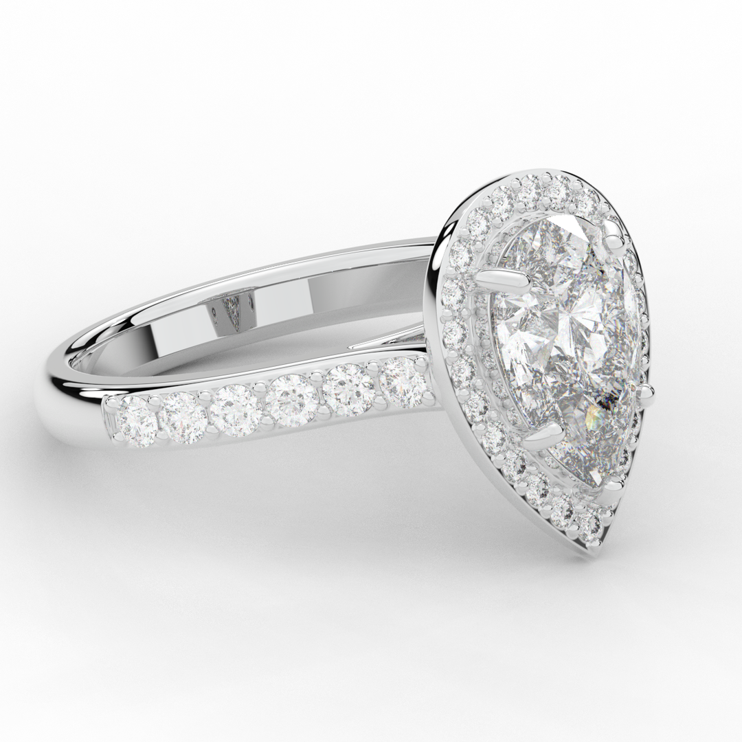 2.50CT.TW PEAR LAB DIAMOND HALO ENGAGEMENT RING