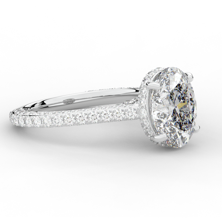 4.00CT.TW OVAL LAB DIAMOND UNDERHALO SOLITAIRE ENGAGEMENT RING