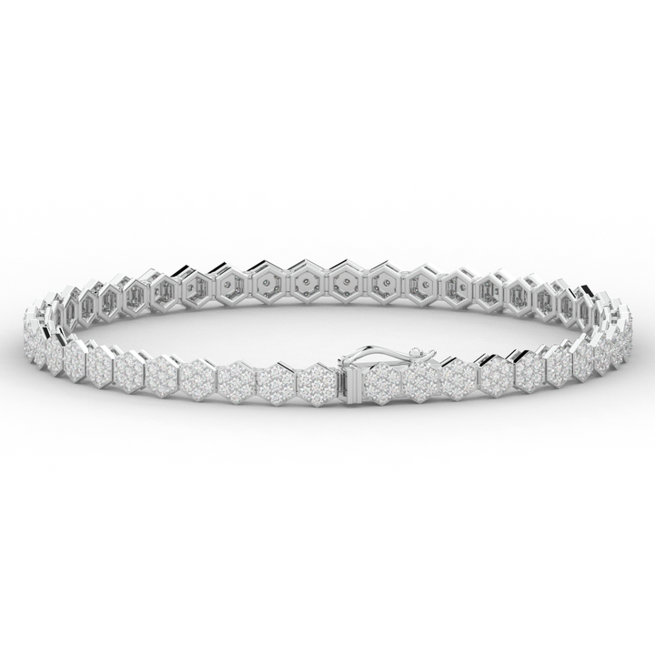 2.50CT.TW ROUND LAB DIAMOND CLUSTER TENNIS BRACELET - Nazarelle