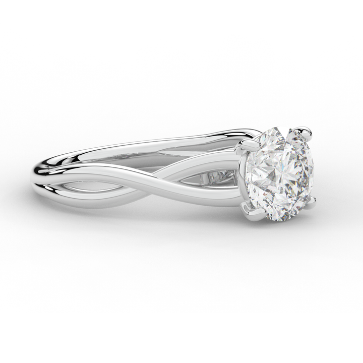 1.50CT ROUND LAB DIAMOND SOLITAIRE TWIST BAND ENGAGEMENT RING - Nazarelle