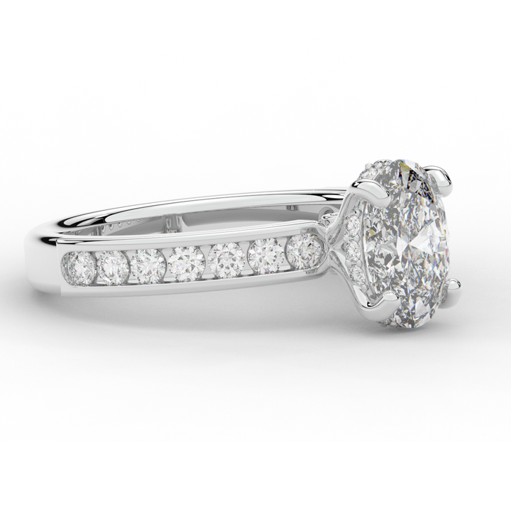 1.95CT.TW OVAL LAB DIAMOND UNDERHALO ENGAGEMENT RING