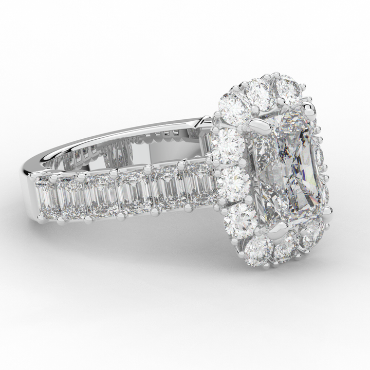 6.00CT.TW RADIANT LAB DIAMOND HALO ENGAGEMENT RING