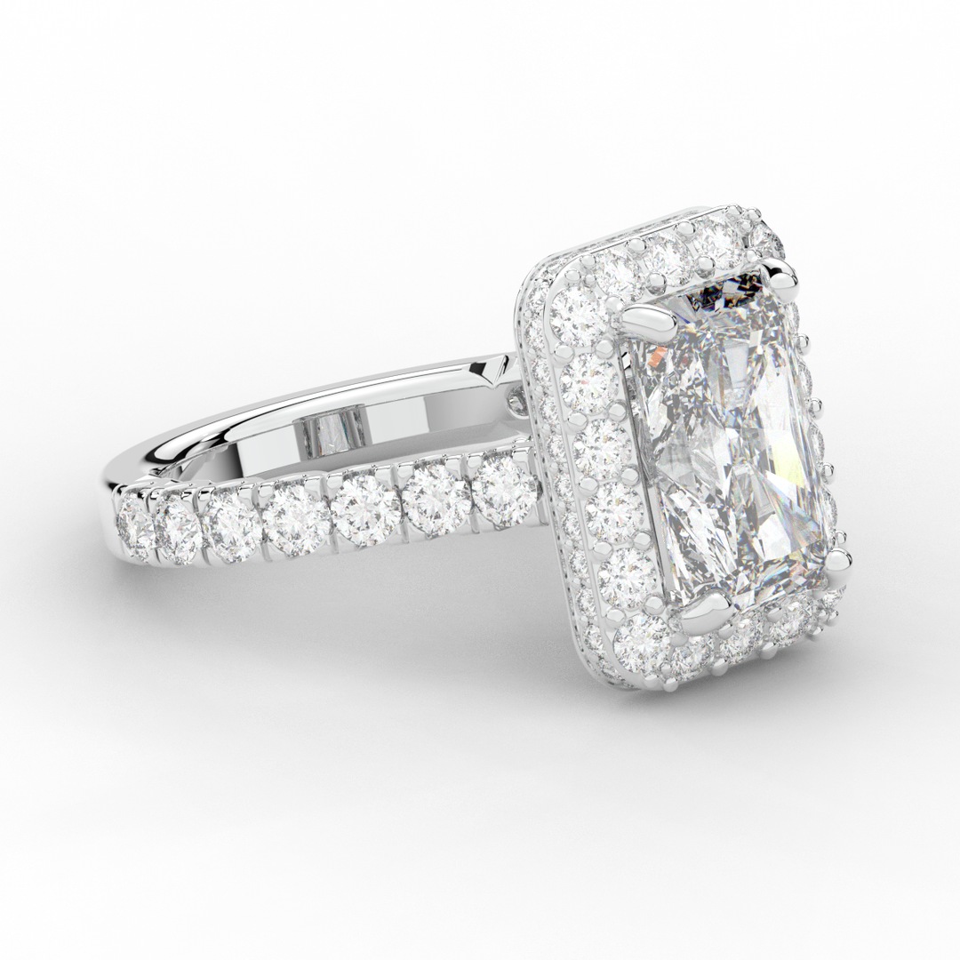 4.50CT.TW RADIANT LAB DIAMOND HALO ENGAGEMENT RING