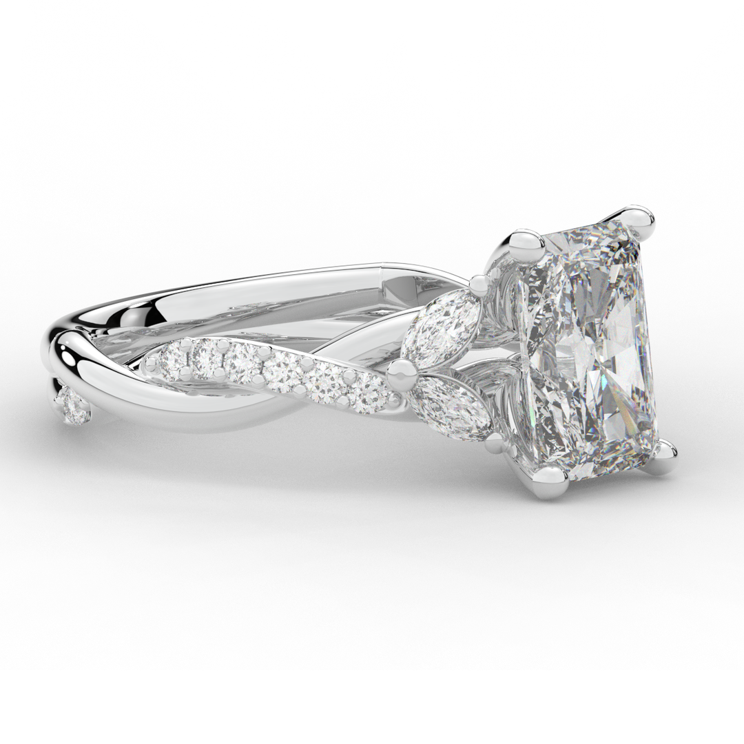 2.40CT.TW RADIANT LAB DIAMOND TWIST BAND ENGAGEMENT RING