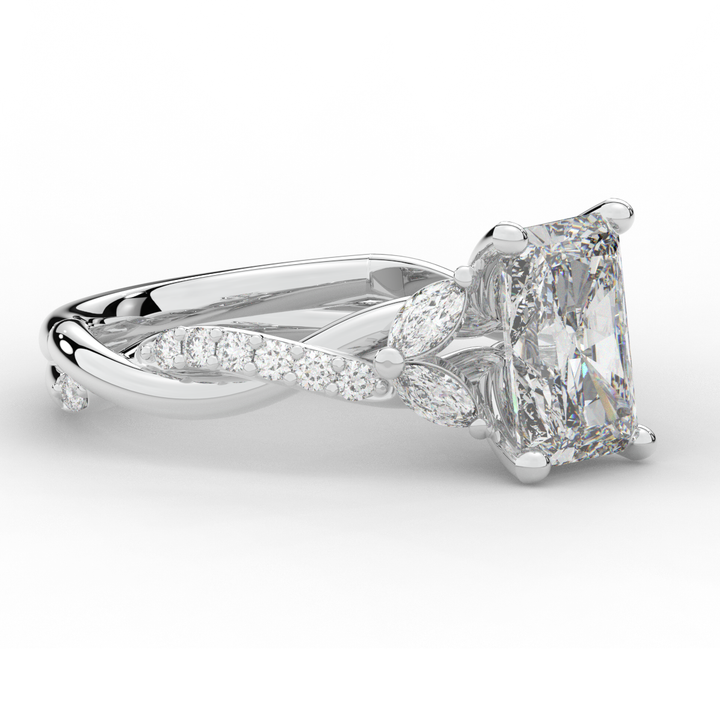 2.40CT.TW RADIANT LAB DIAMOND TWIST BAND ENGAGEMENT RING