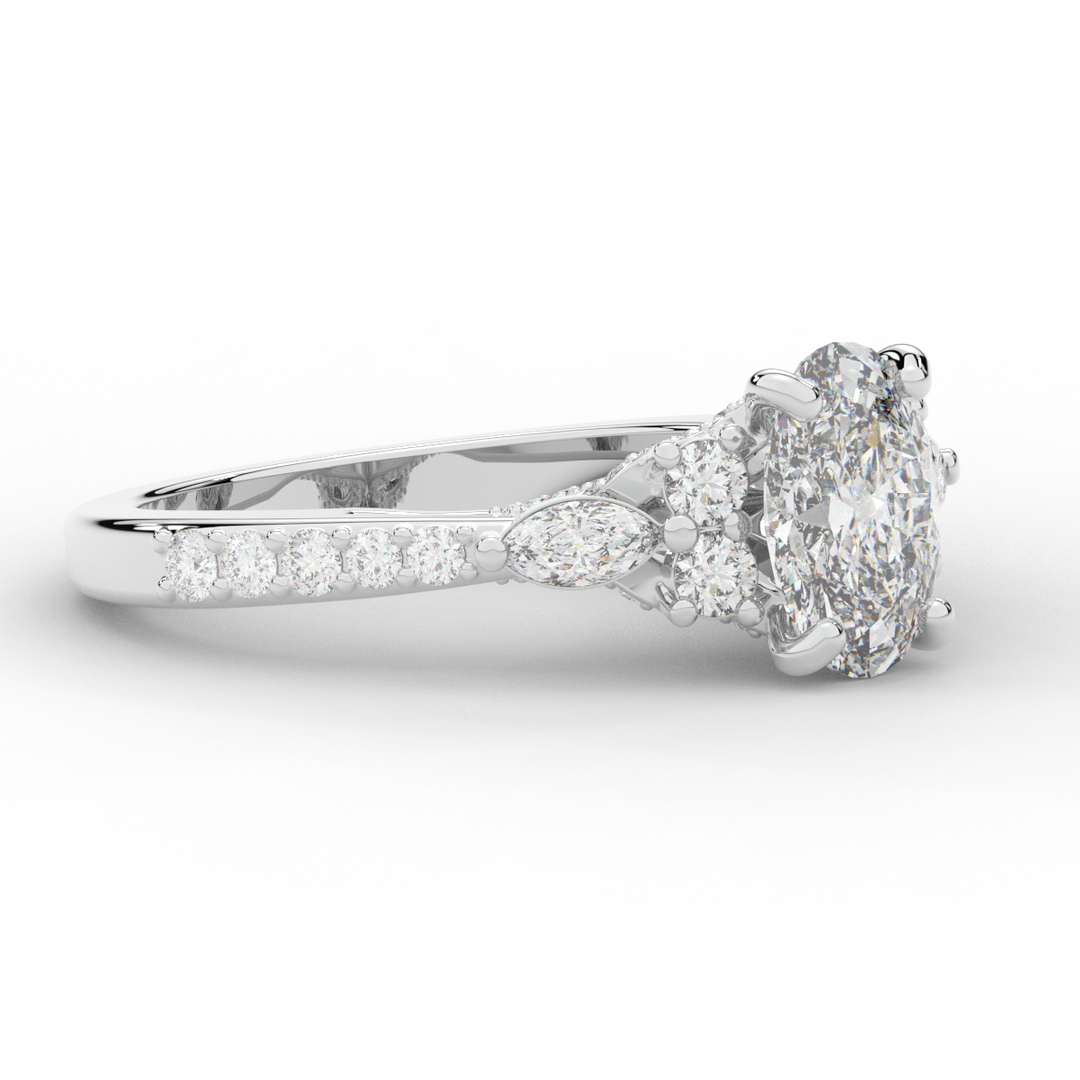 1.35CT.TW OVAL LAB DIAMOND ENGAGEMENT RING