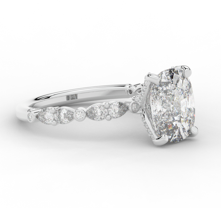 3.60CT.TW CUSHION LAB DIAMOND SOLITAIRE ENGAGEMENT RING