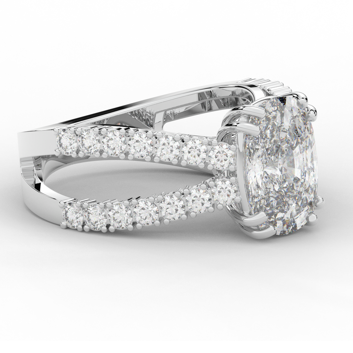 3.75CT.TW CUSHION LAB DIAMOND SPLIT BAND ENGAGEMENT RING