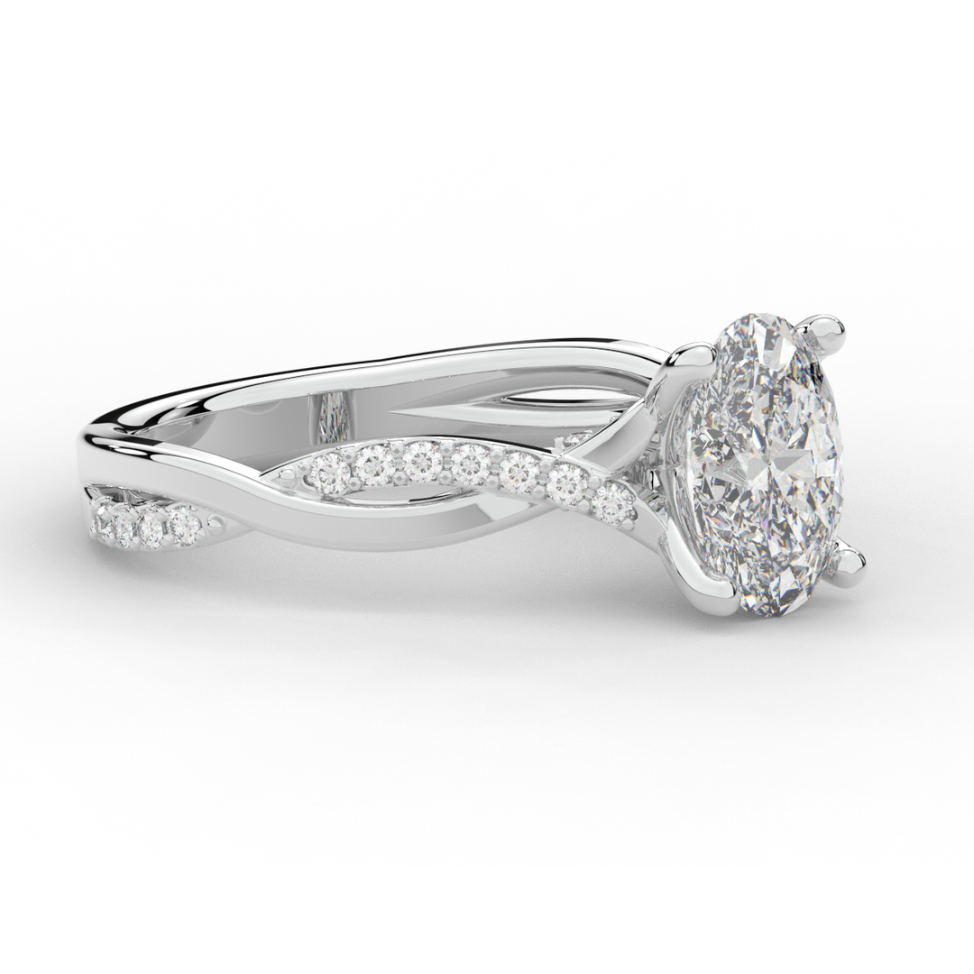 1.70CT.TW OVAL LAB DIAMOND TWIST BAND ENGAGEMENT RING