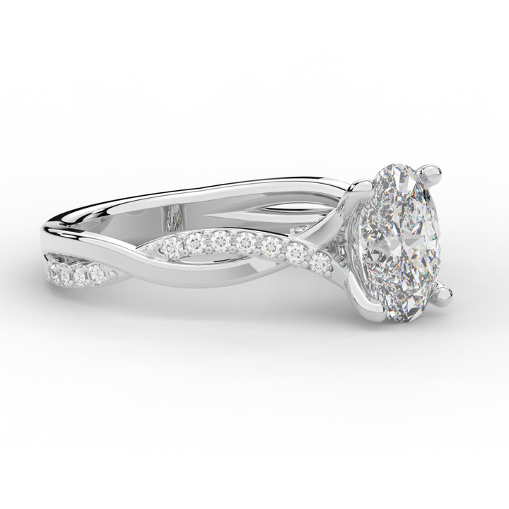 1.70CT.TW OVAL LAB DIAMOND TWIST BAND ENGAGEMENT RING