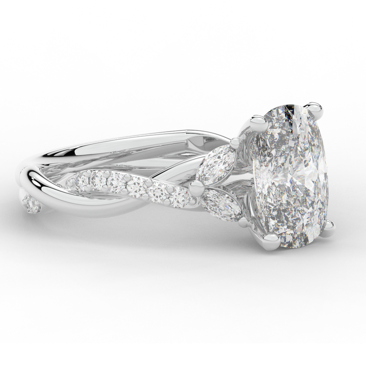 2.40CT.TW CUSHION LAB DIAMOND TWIST BAND ENGAGEMENT RING