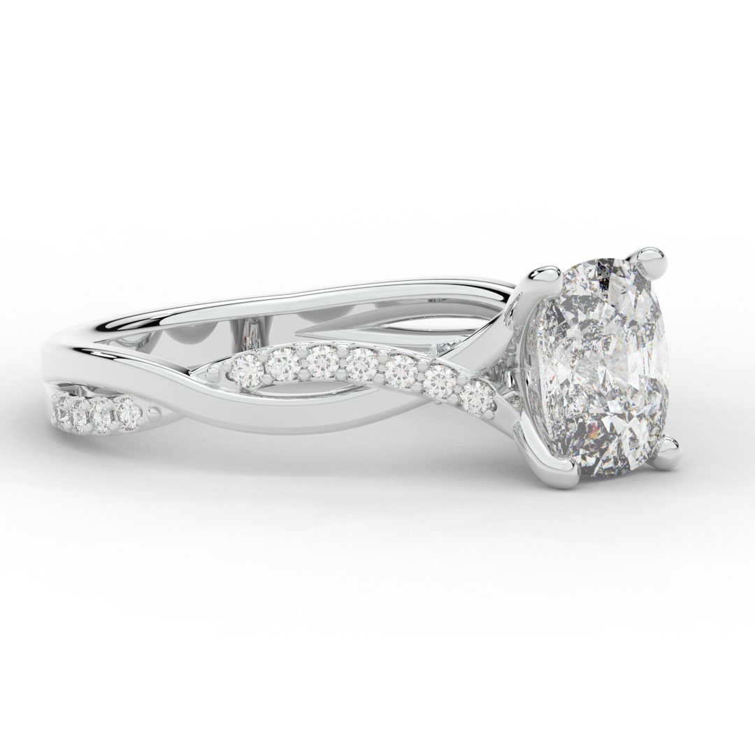 1.70CT.TW CUSHION LAB DIAMOND TWIST BAND ENGAGEMENT RING