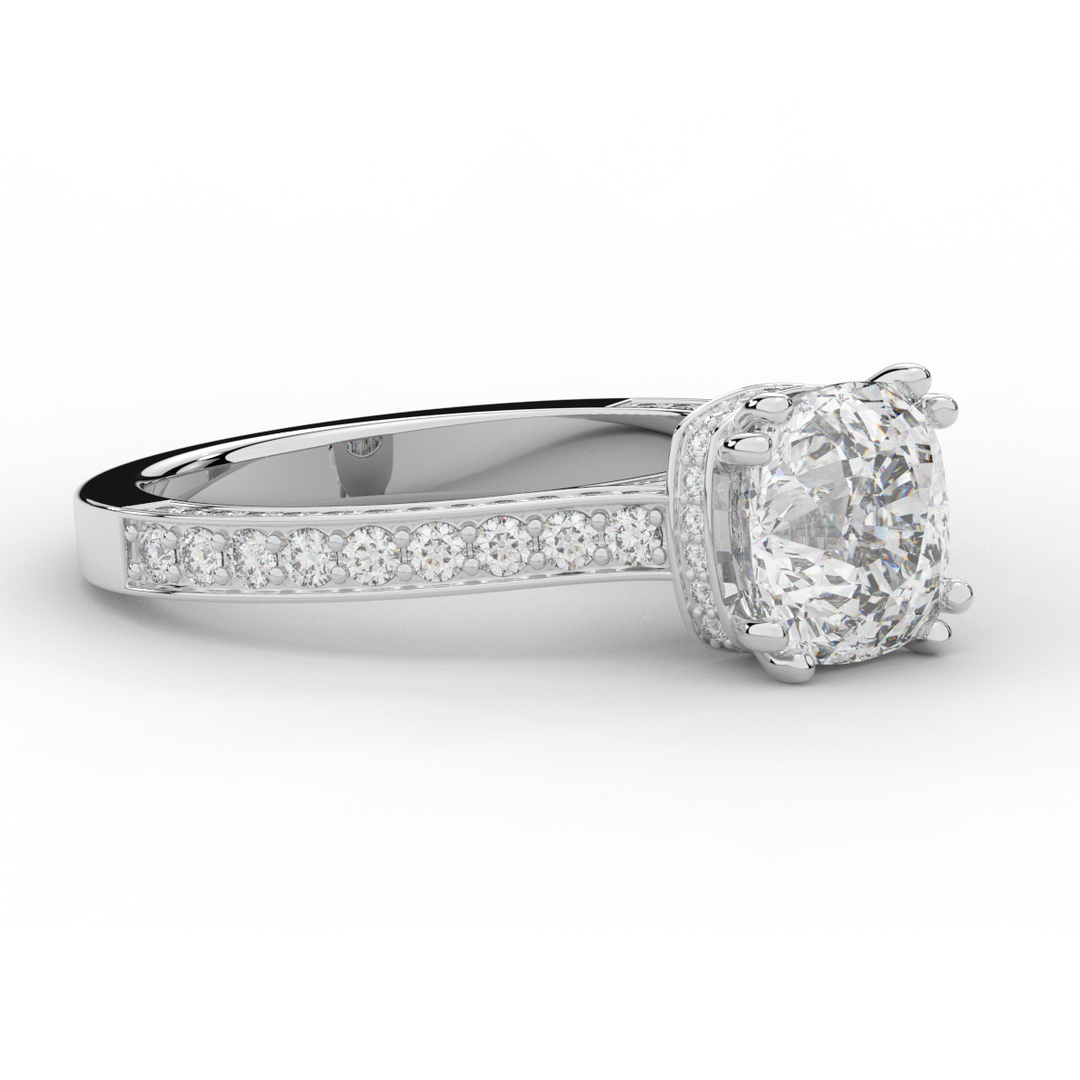 2.60CT.TW CUSHION LAB DIAMOND SOLITAIRE ENGAGEMENT RING