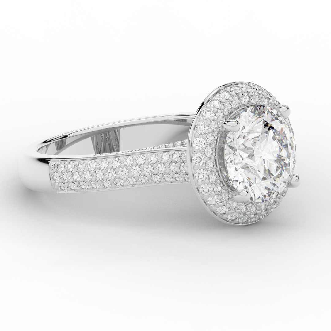 2.45CT.TW ROUND LAB DIAMOND HALO ENGAGEMENT RING