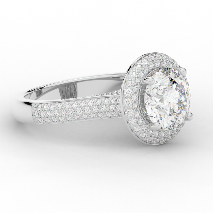 2.45CT.TW ROUND LAB DIAMOND HALO ENGAGEMENT RING