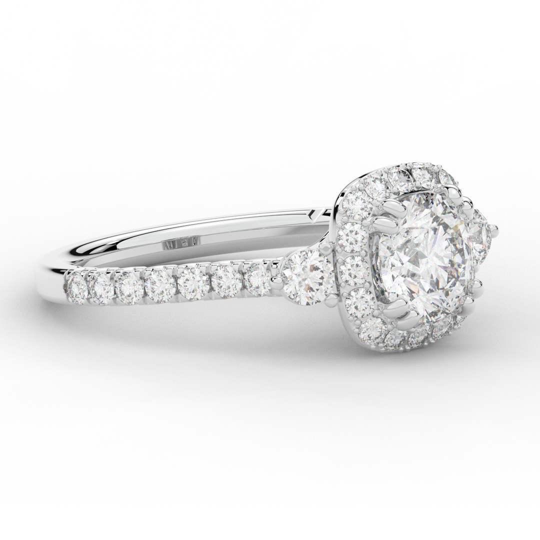 1.75CT.TW ROUND LAB DIAMOND HALO ENGAGEMENT RING