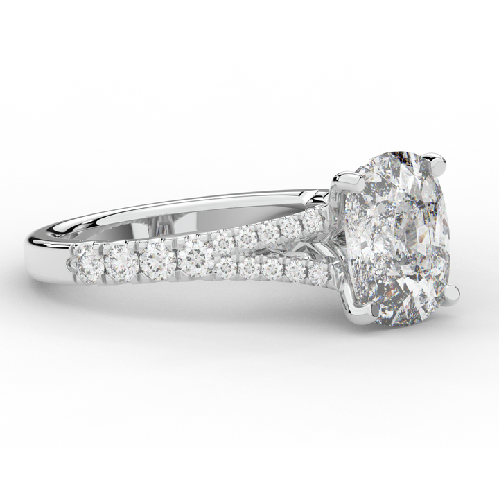 3.45CT.TW CUSHION LAB DIAMOND ENGAGEMENT RING