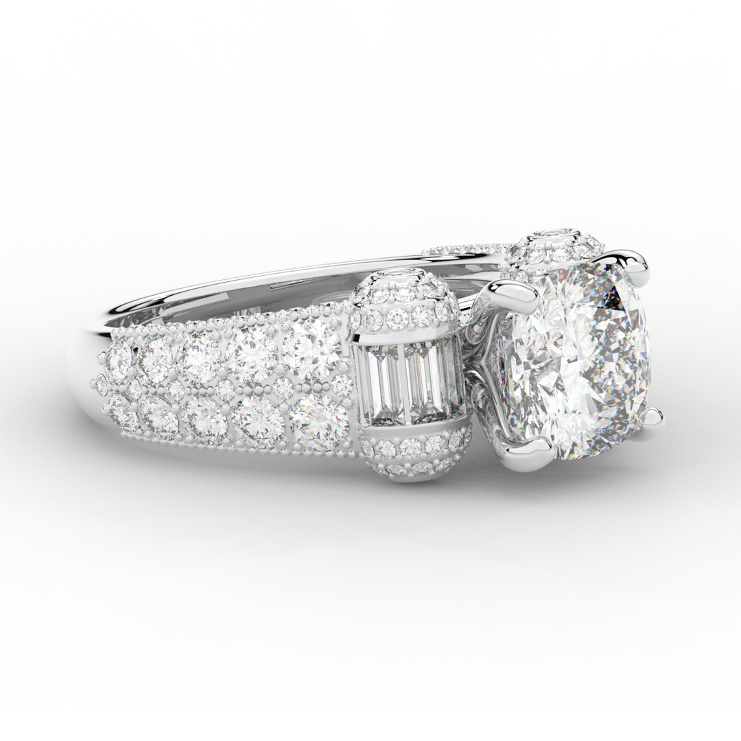 4.75CT.TW CUSHION LAB DIAMOND ENGAGEMENT RING