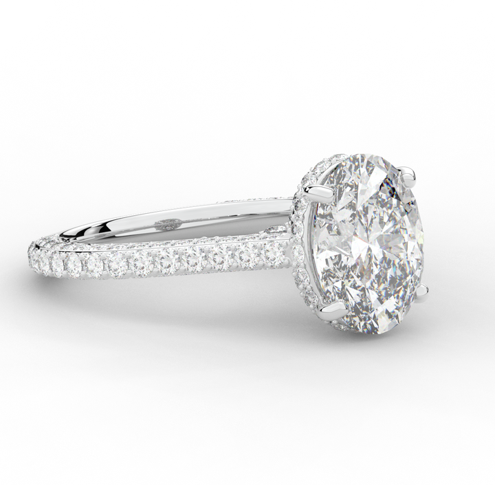 4.00CT.TW OVAL LAB DIAMOND UNDERHALO SOLITAIRE ENGAGEMENT RING