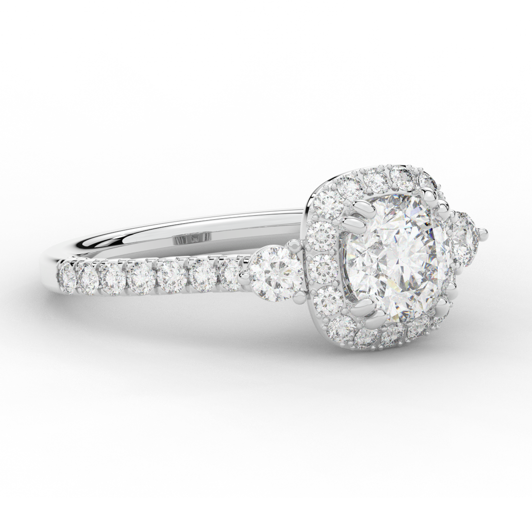 1.75CT.TW ROUND LAB DIAMOND HALO ENGAGEMENT RING