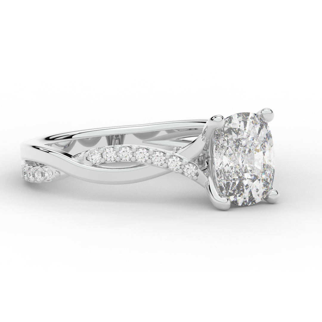 1.70CT.TW CUSHION LAB DIAMOND TWIST BAND ENGAGEMENT RING