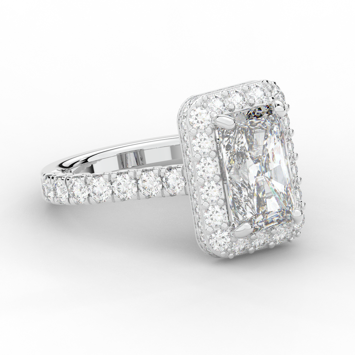 4.50CT.TW RADIANT LAB DIAMOND HALO ENGAGEMENT RING