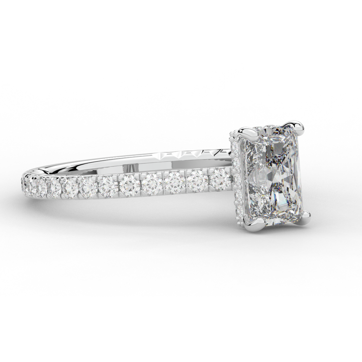 2.10CT.TW RADIANT LAB DIAMOND UNDERHALO SOLITAIRE ENGAGEMENT RING