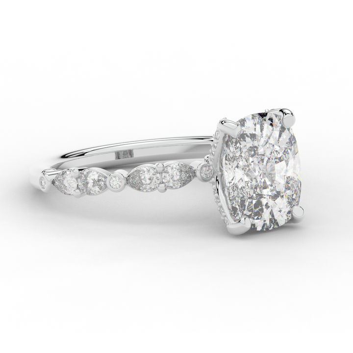 3.60CT.TW CUSHION LAB DIAMOND SOLITAIRE ENGAGEMENT RING