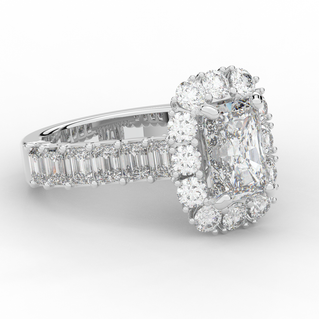 6.00CT.TW RADIANT LAB DIAMOND HALO ENGAGEMENT RING