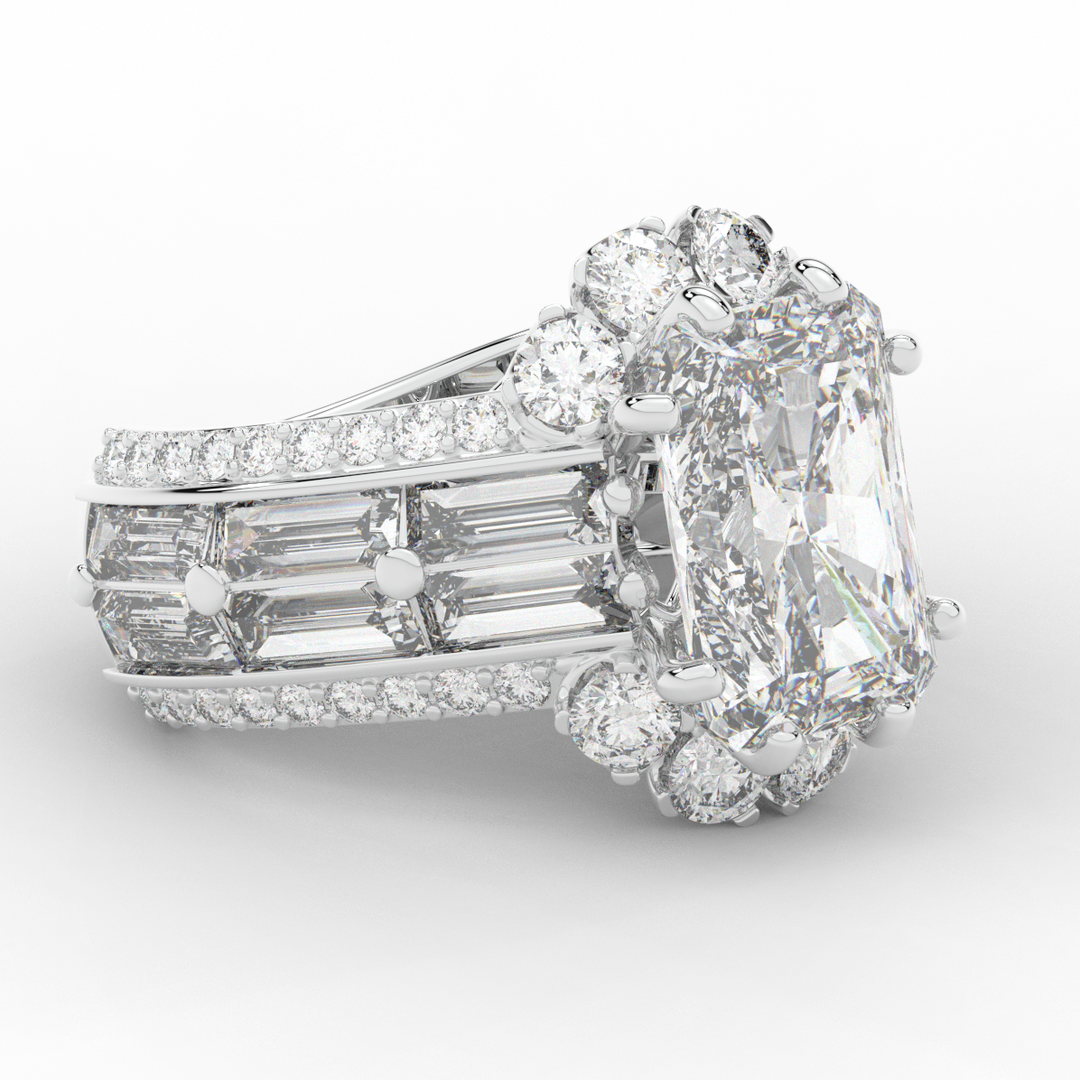 8.25CT.TW RADIANT LAB DIAMOND HALO ENGAGEMENT RING