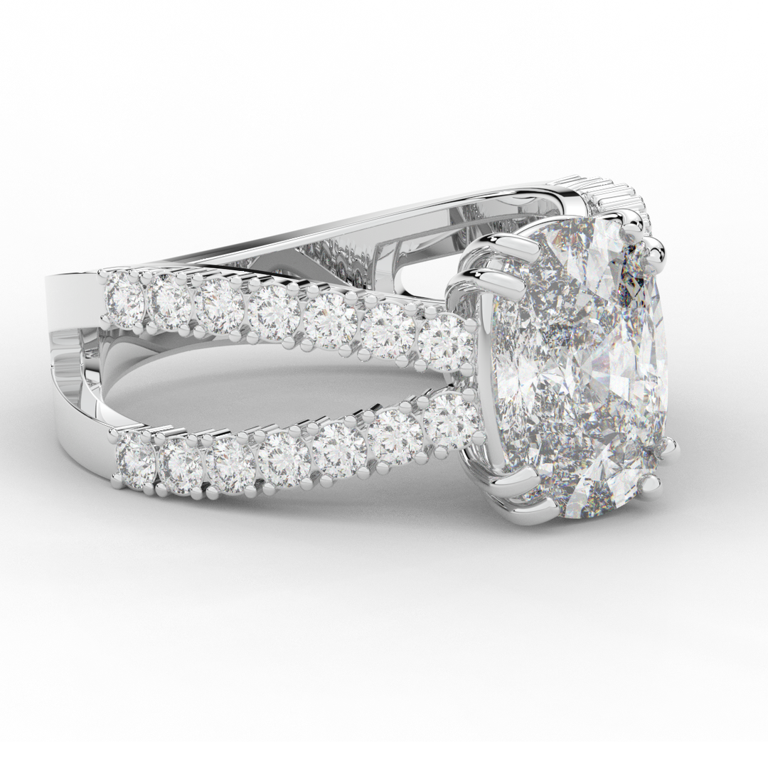 3.75CT.TW CUSHION LAB DIAMOND SPLIT BAND ENGAGEMENT RING