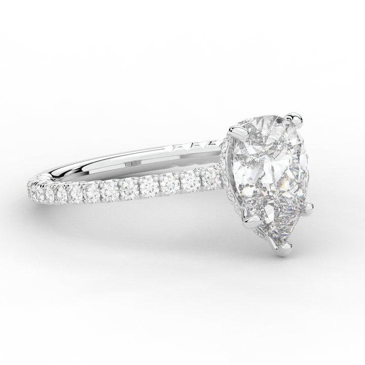 2.50CT.TW PEAR LAB DIAMOND UNDERHALO SOLITAIRE ENGAGEMENT RING