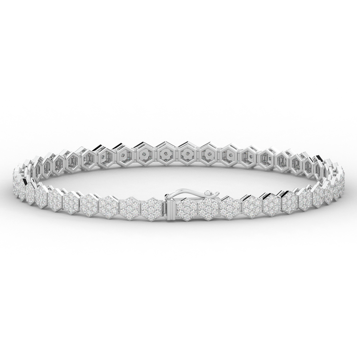 2.50CT.TW ROUND LAB DIAMOND CLUSTER TENNIS BRACELET - Nazarelle