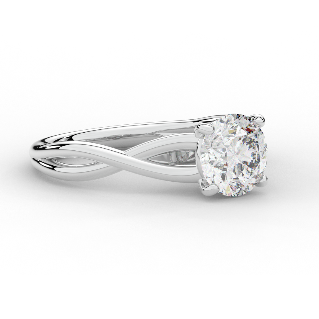 1.50CT ROUND LAB DIAMOND SOLITAIRE TWIST BAND ENGAGEMENT RING - Nazarelle