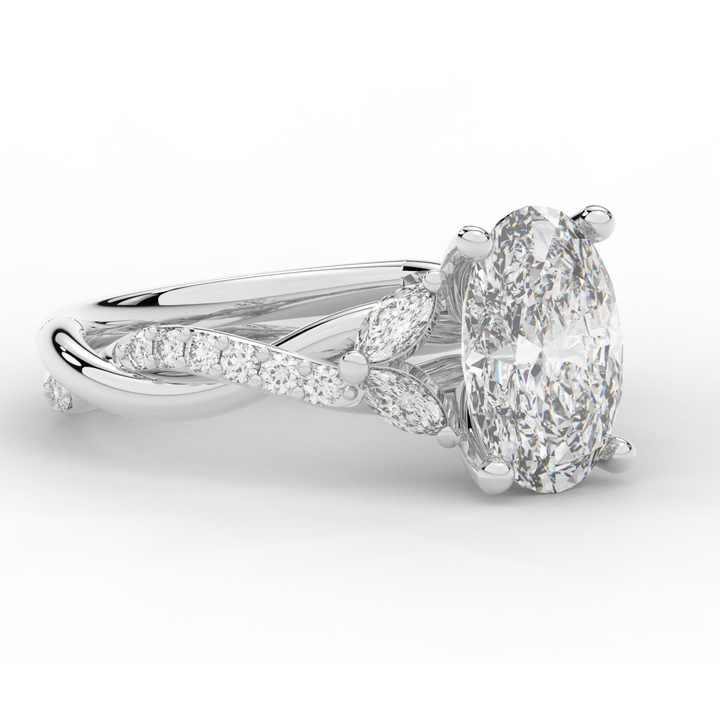 2.40CT.TW OVAL LAB DIAMOND TWIST ENGAGEMENT RING