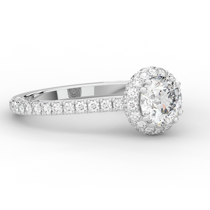 1.90CT.TW ROUND LAB DIAMOND HALO ENGAGEMENT RING