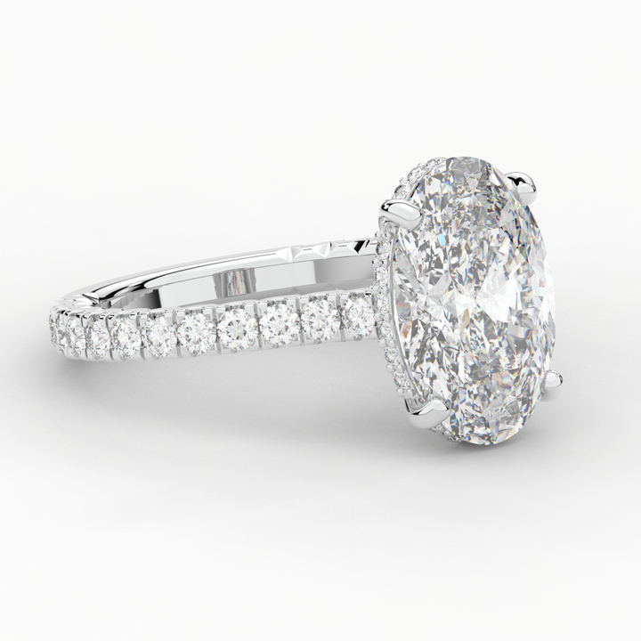 4.70CT.TW OVAL LAB DIAMOND UNDERHALO SOLITAIRE ENGAGEMENT RING