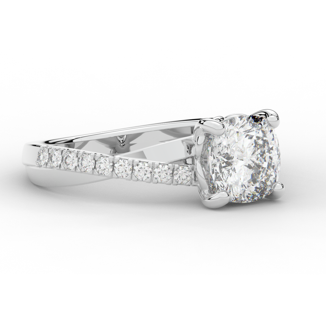 2.20CT.TW CUSHION LAB DIAMOND TWISTBAND ENGAGEMENT RING