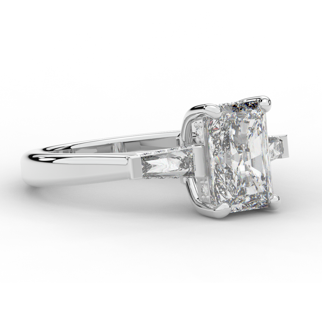 3.45CT.TW RADIANT LAB DIAMOND 3 STONE ENGAGEMENT RING