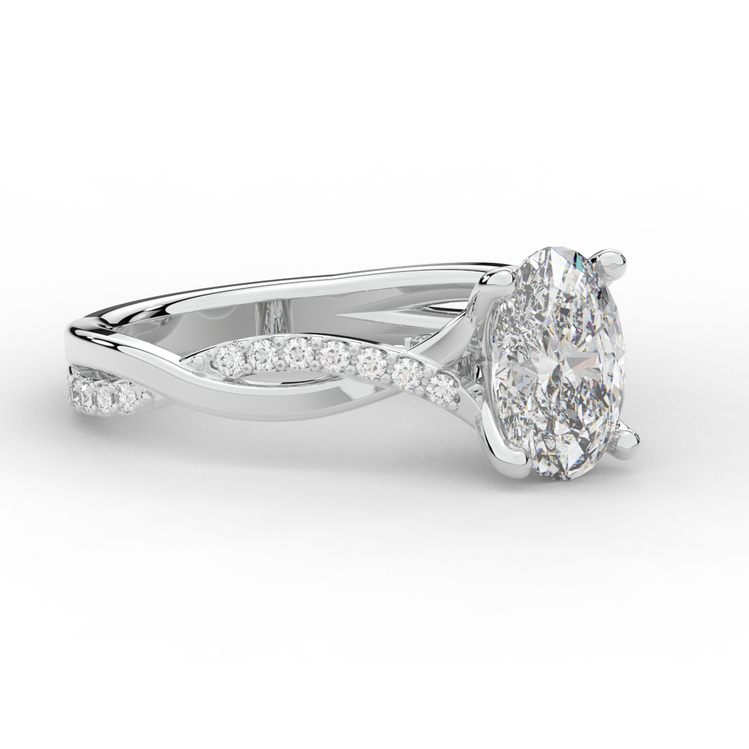 1.70CT.TW OVAL LAB DIAMOND TWIST BAND ENGAGEMENT RING