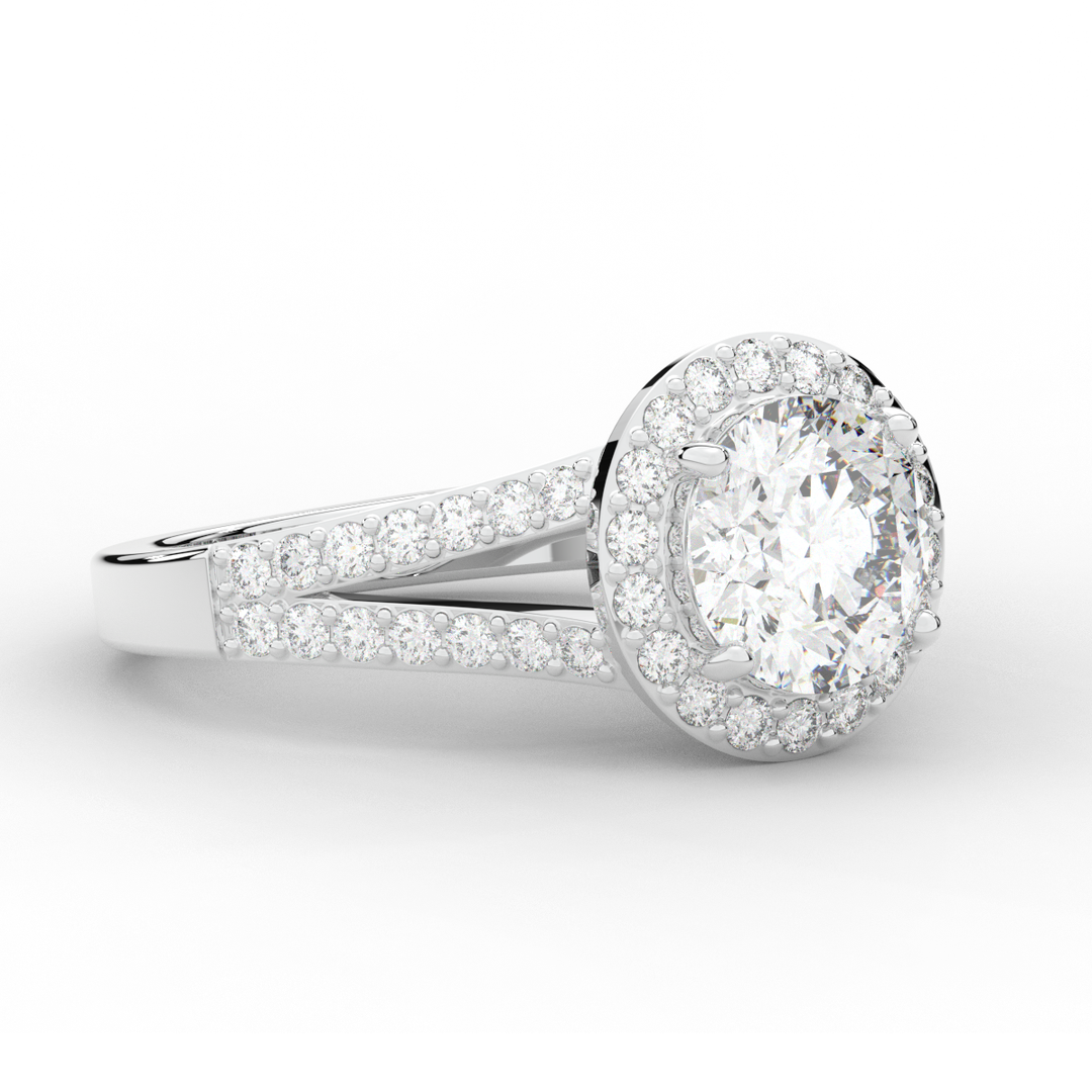 2.50CT.TW ROUND LAB DIAMOND SPLIT SHANK HALO ENGAGEMENT RING - Nazarelle