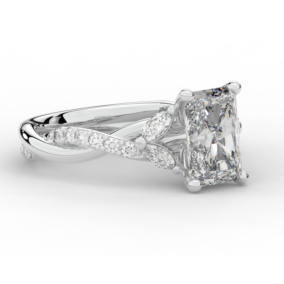 2.40CT.TW RADIANT LAB DIAMOND TWIST BAND ENGAGEMENT RING