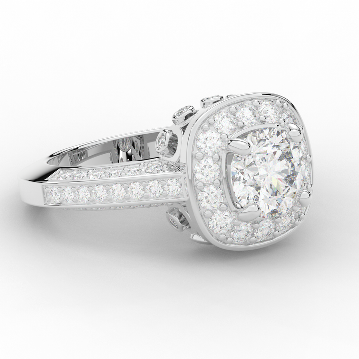 1.50CT.TW ROUND LAB DIAMOND HALO ENGAGEMENT RING